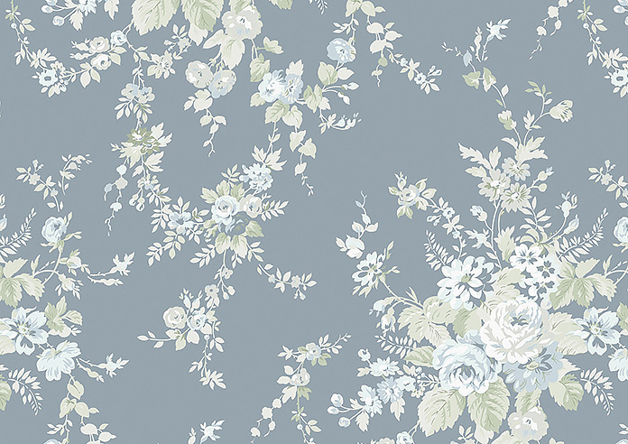 Shabby Chic by Rachel Ashwell Garden Floral (Blackout), Dusky Blue - Twist&Fit Roller Blind - Image 6